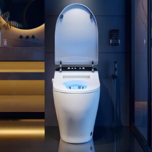 homary modern smart toilet one-piece 1.27 gpf floor mounted automatic toilet elongated smart toilet bidet with seat (white)