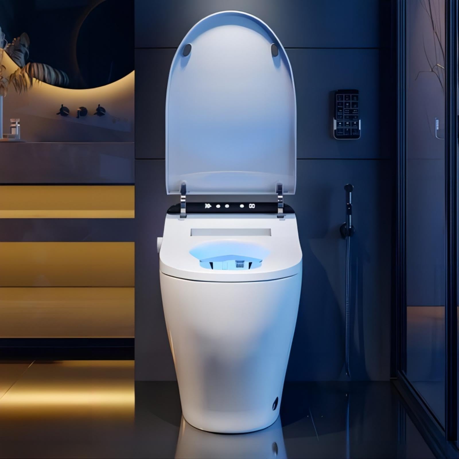 Homary Modern Smart Toilet One-Piece 1.27 GPF Floor Mounted Automatic Toilet Elongated Smart Toilet Bidet with Seat (White)