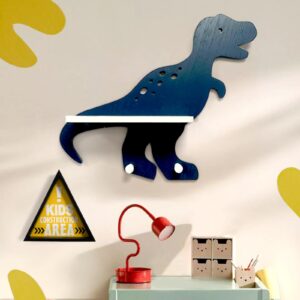 Dinosaur Wooden Wall Shelf Parlor Boudior Children's Decorative Dinosaur Wall Shelf with Hanging Pegs