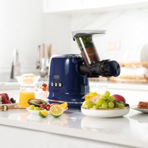 Generic Juicer Machines, Cold Press Juicer with 3 INCH Feed Chute, High Juice Yield, Whole Fruit Juicing Masticating Juicer for Nutrient Fruit and Vegetables, Pure Juice, Blue, ZM1513