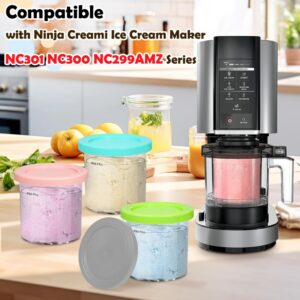 Creami Pint Containers with Lids Compatible with Ninja Creami Ice Cream Maker NC301 NC300 NC299AMZ, 4-Pack-16OZ Ninja creami accessories, Ice Cream Pint Containers Dishwasher Safe