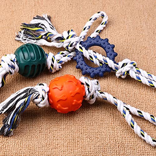 JzcsdkSIL Chewing Toy for Dogs Interactive Puzzle Improving Pets Digestion Molar Chew Toy Great Dental Chew Tug Toy 13 Colors Dog Ball with Rope Big Dogs for Training