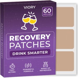 viory recovery patches 60 pack - wake up refreshed & energized with our 100% natural ingredients recovery patch - skin-friendly & waterproof - apply before drinking - enhanced morning formula