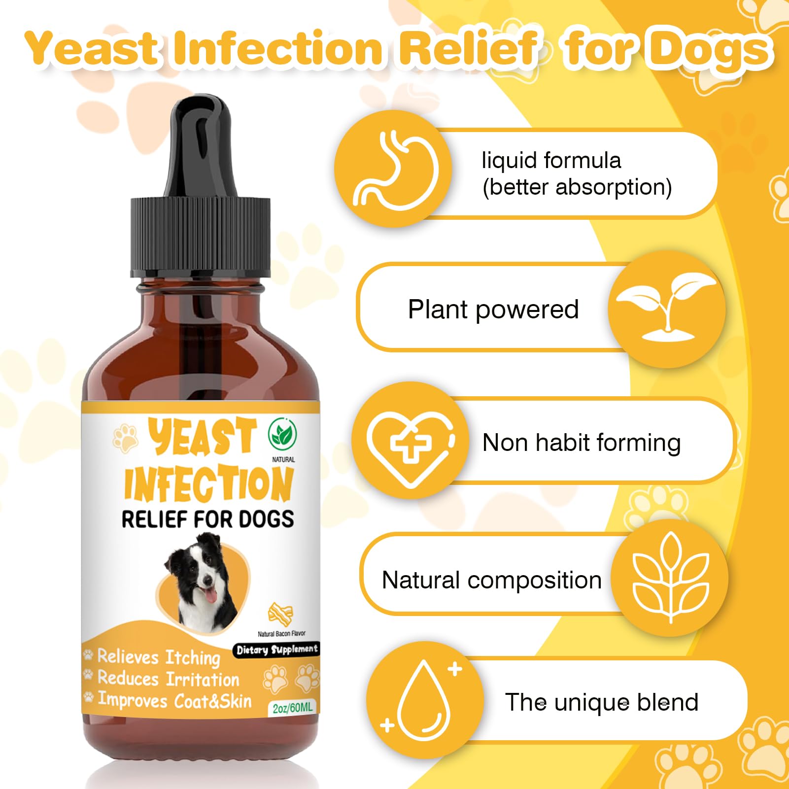 Natural Yeast Infection Treatment for Dogs,Supports Healthy Itch Relief,Inflammation Relief,Allergy Relief & More,Dog Ear Infection Treatment,Itch Relief for Dogs,Ear Infection Treatment for Dogs