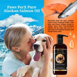 Paws PerX Premium-Pure Salmon Oil; Natural Caught Fish Oil for Dogs & Cats - Omega 3 Pet Supplement for Healthy Coat & Joints - Sustainably Sourced, Cold-Extracted, Human-Grade Quality 2x16 fl oz