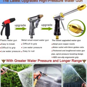 Upgrade Garden Hose Nozzle,100% Heavy Duty Metal Spray Gun With Full Brass Nozzle,High Pressure Water Hose Nozzle Sprayer Head,3/4" Quick Connectors,for Lawn & Garden,Washing Cars,Showering Dogs&Pets