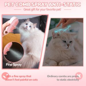 Cat Steam Brush, Pet Steam Brush, Spray Comb for Cats Massage Shedding,Water Brush for Dogs/Cats Steaming Cat Grooming Brush for Removing Tangled and Loose Hair Steam Brush for Cats (Pink)