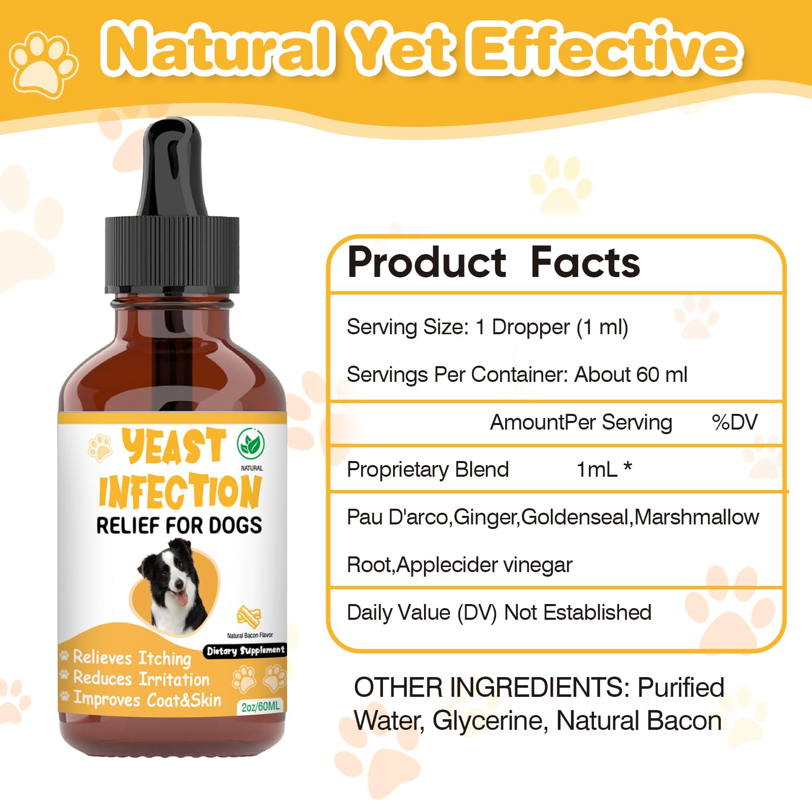 Natural Yeast Infection Treatment for Dogs,Supports Healthy Itch Relief,Inflammation Relief,Allergy Relief & More,Dog Ear Infection Treatment,Itch Relief for Dogs,Ear Infection Treatment for Dogs