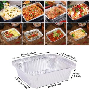 sengcou 50 Pack Aluminum Pans with Lids for Thanksgiving Aluminum Food Containers Storage for Thanksgiving Baking Roasting Meal Prep Thanksgiving Party Holidays BBQ, 6.5 x 5 Inch