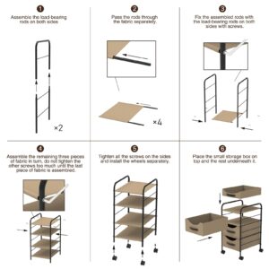 DIMJ Clothes Drawer 4 Tier - Fabric Closet Drawer System Easy Pull, Portable Closet Drawers for Clothes with Wheels, Small Closet Organizer & Replacement Drawers for Bedrooms, Office, Nursery, Beige