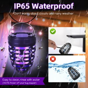 2 Packs Upgraded Solar Bug Zapper Outdoor Waterproof Mosquito Zapper Outdoor Mosquito Trap Bug Lights Mosquito Repellent for Outdoor Use Patio Garden Pathway