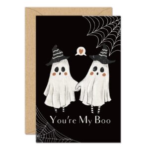 whaline 24 pack halloween greeting cards with envelopes stickers ghost you're my boo funny cards blank thank you note cards for birthday anniversary valentine's day