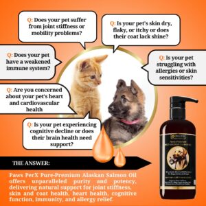 Paws PerX Premium-Pure Salmon Oil; Natural Caught Fish Oil for Dogs & Cats - Omega 3 Pet Supplement for Healthy Coat & Joints - Sustainably Sourced, Cold-Extracted, Human-Grade Quality 2x16 fl oz