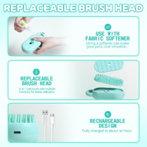 Cat Steam Brush,3 in 1 Steamy Cat Brush,Cat Brush for Shedding, Multifunctional Pet Steam Brush Cat Hair Brush for Removal of Shedding and Tangled Hairs,Water Brush for Cats (Green)