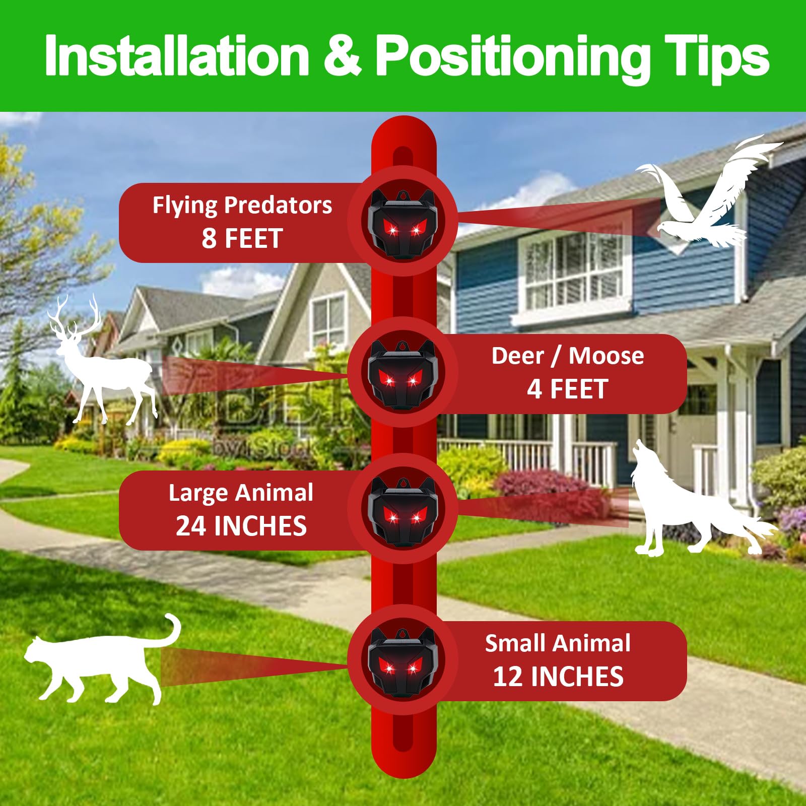 Coyote Deterrent, Solar Nocturnal Animal Repeller Predator Light Scare, Repellent Device for Coyote,Deer,Raccoon for Chicken Coop,Farm,Yard(2 Packs)