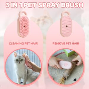 Cat Steam Brush, Pet Steam Brush, Spray Comb for Cats Massage Shedding,Water Brush for Dogs/Cats Steaming Cat Grooming Brush for Removing Tangled and Loose Hair Steam Brush for Cats (Pink)