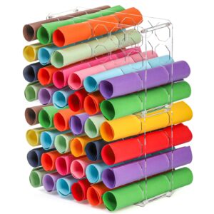 elsjoy 2 pack vinyl roll holder, 48-holes acrylic vinyl roll storage organizer, desktop vinyl roll storage rack vinyl roll display stand for craft room, art craft paper