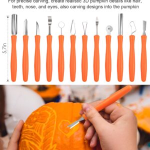 Luditek Pumpkin Carving Kit, 17 PCS Professional Stainless Steel Pumpkin Carving Tools with 3 Electronic Candles Lights and 10 Stencils, Jack-O-Lanterns Cutting Halloween Gifts for Adults