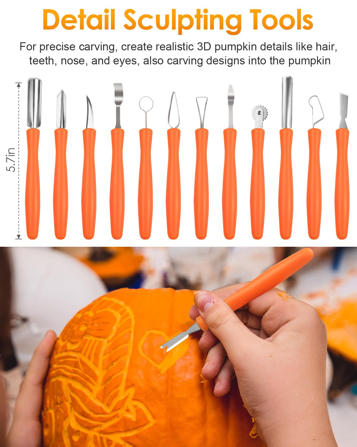 Luditek Pumpkin Carving Kit, 17 PCS Professional Stainless Steel Pumpkin Carving Tools with 3 Electronic Candles Lights and 10 Stencils, Jack-O-Lanterns Cutting Halloween Gifts for Adults