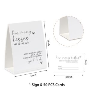 How Many Kisses Bridal Shower Game, Guess How Many Game (1 Standing Sign + 50 Guess Cards), Minimalist Guessing Cards, Guess How Many Baby Shower Game-GK02