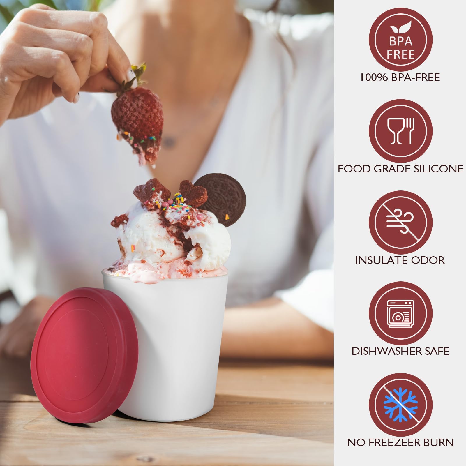 Home Ice Cream Containers 2Pack,1 Quart Reusable Ice Cream Containers with Lids, No Leak and Frost Ice Cream Storage Containers for Freezer, Freezer Storage Tub for Homemade Ice Cream, Sorbet