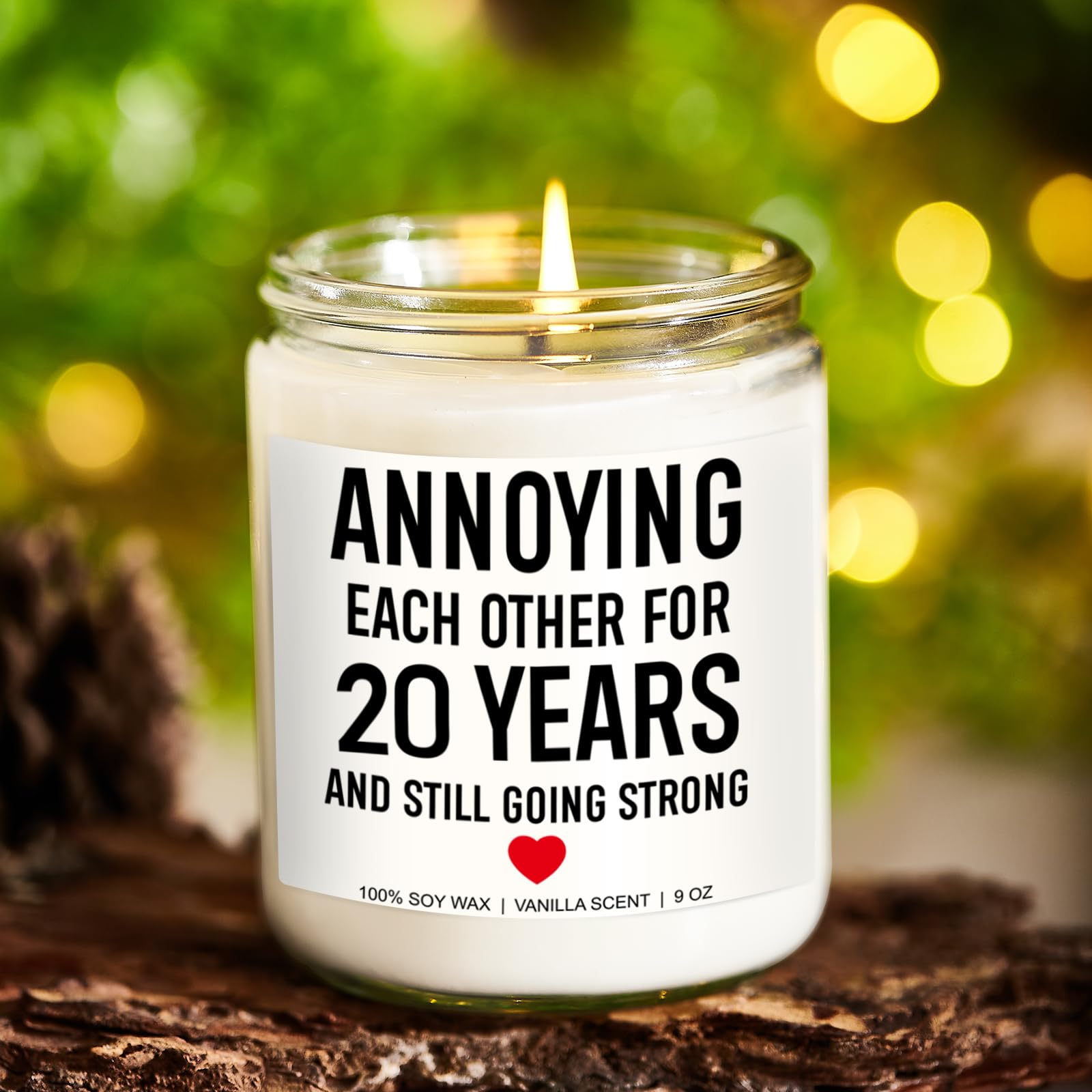 Younift 20 Years Candle, 20th Anniversary, Gifts for Couple, 20 Year Anniversary, Gifts for Him, Her, 20th Wedding Anniversary, Gifts for Wife, Husband, Friends, Funny Gifts, China Anniversary