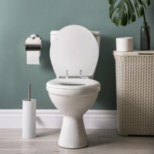 Dalton Toilet Seat Round Soft Close – White Wooden Round Standard Toilet Seat for Bathroom – Design House, 544296