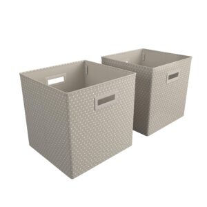 martha stewart essential collapsible decorative home storage cube organization, set of 2 craft cubes, cottage dot