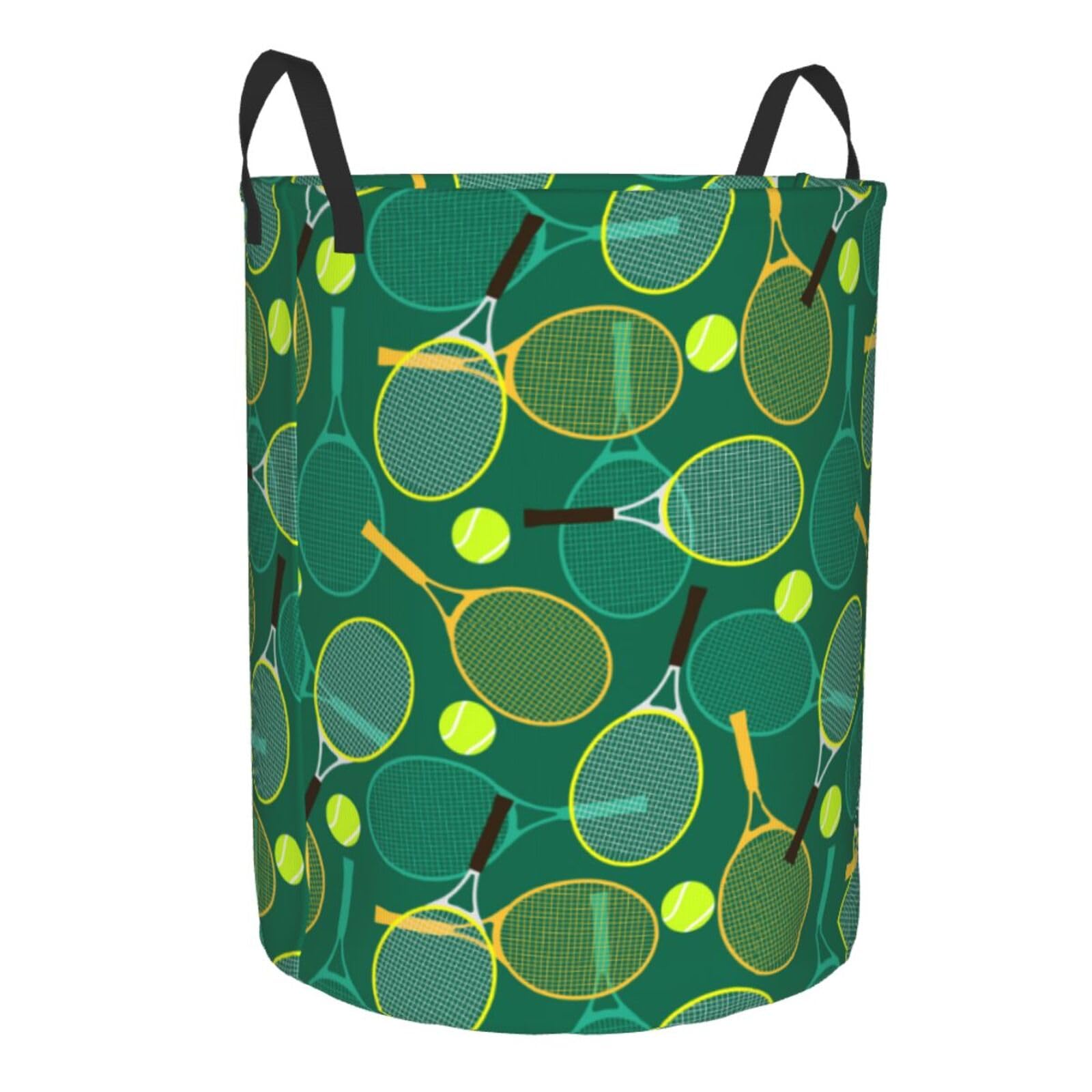 Large Laundry Basket With Handles - Tennis Rackets And Balls Dirty Clothes Hamper For Bedroom Aesthetic