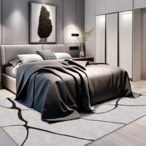 YIHOUSE Modern Washable 8'x10' Area Rug for Living Room Bedroom - Large Abstract Black and White Rug Non-Slip Ultra-Thin Home Decor,Warping,8x10ft