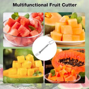 2-in-1 Stainless Steel Fruit Cutter,2024 New Watermelon Fork Slicer Cutter Slicer Tool,Dual Head Fruit Knife, Summer Fruit Forks Slicer Knife for Family Parties Camping Party (3 PCS)