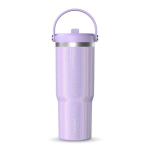 hydrapeak nomad 32 oz tumbler with handle and straw lid, leakproof tumbler, tumbler lid straw, double insulated tumblers, 32oz double insulated cup straw, stainless steel (enchanted lavender)