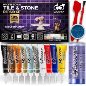 tile & bathtub repair kit with epoxy putty stick – fix cracked porcelain, ceramic, fiberglass, stone, super strong adhesion, color match for floors & walls, fast-drying, seamless, durable repair