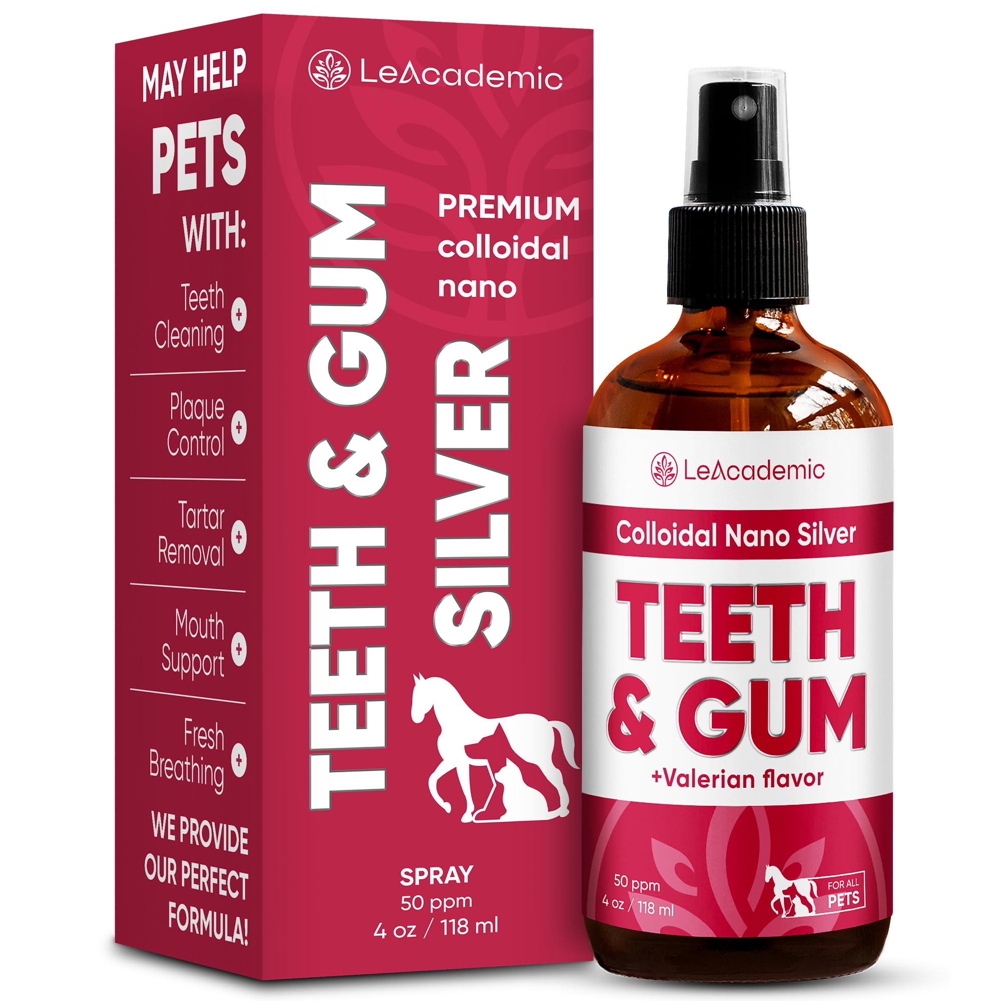 Dog Mouth Spray | Dog Dental Spray | Dental Spray for Dogs Teeth | Cat Dental Care | Colloidal Silver for Dogs, Horses | Dog Teeth Cleaning | Cat Teeth Cleaning | Teeth and Gum Spray for Dogs | 4 Oz