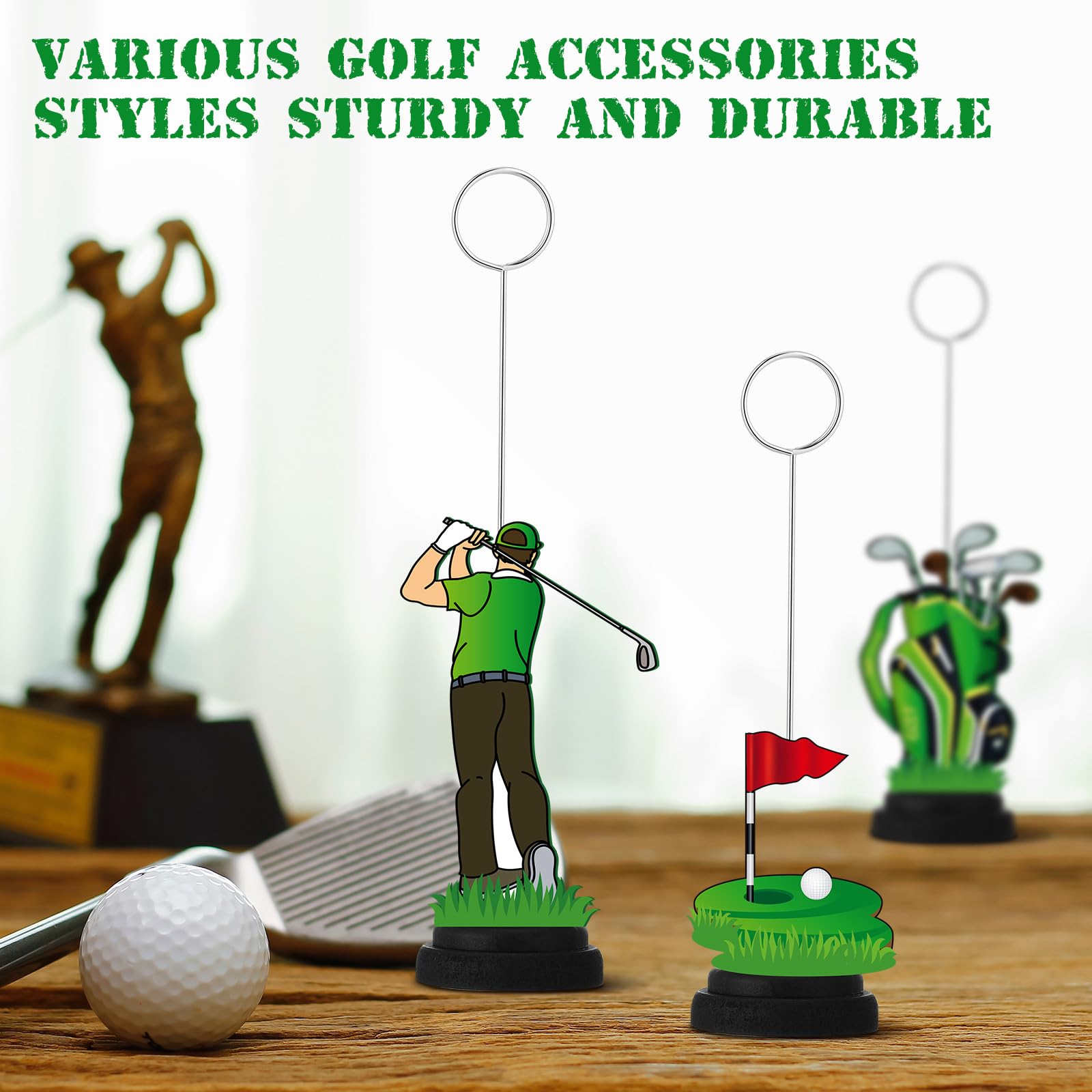 RattanView 5 Pcs Golf Ball Themed Party Decorations Photo Holders Balloon Picture Holders Place Card Holders Table Centerpieces Number Name Clips Holder for Home Birthday Wedding Party Decor