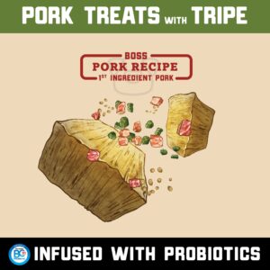 Boss Dog Boss Probites with Tripe Treats for Dogs & Cats, Pork Recipe, 3 oz Bag (Bag of 2)