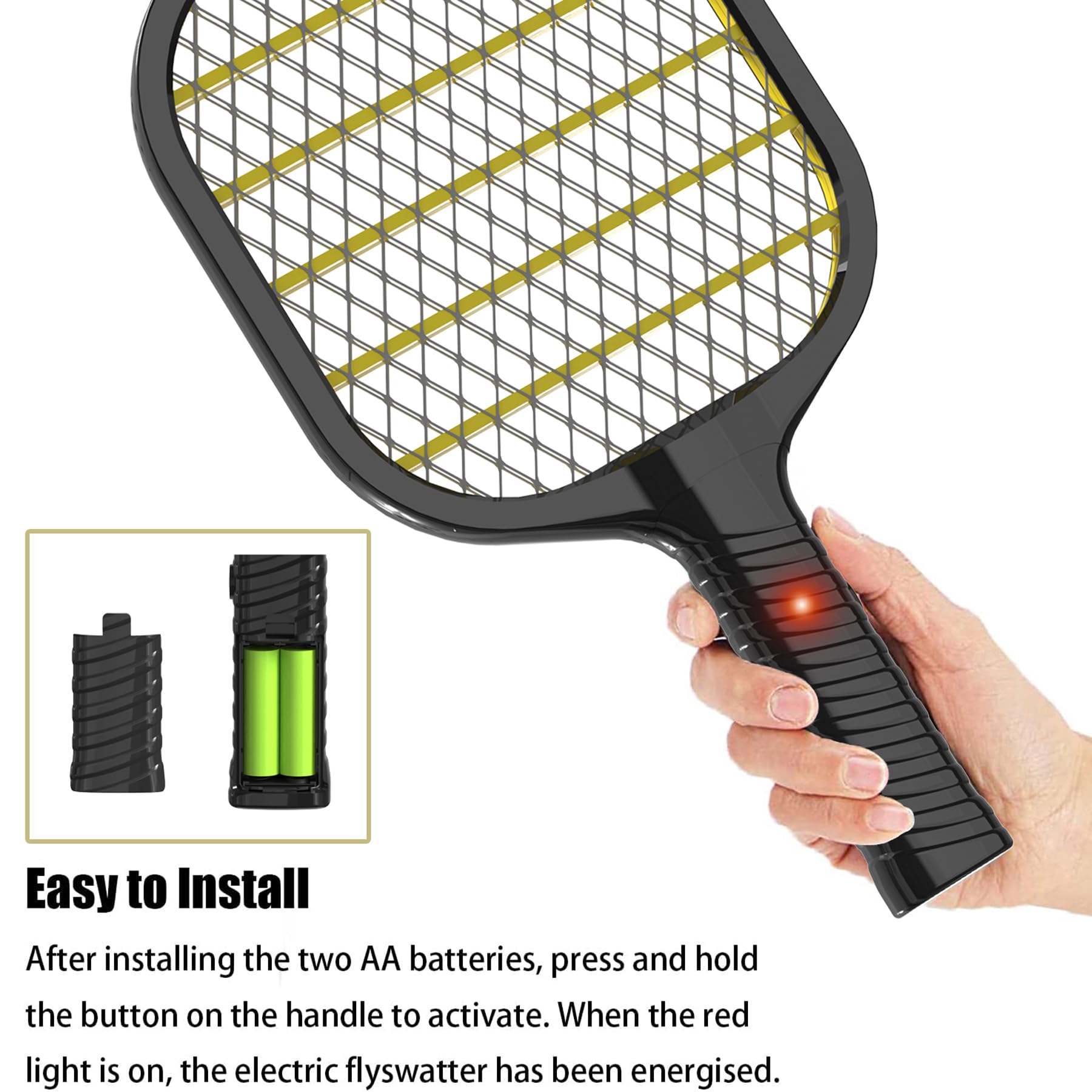 LUOJIBIE Electric Fly Swatter, Battery Operated Bug Zapper Racket, Ultralight Handheld Mosquito Killer for Indoor & Outdoor Pest Control