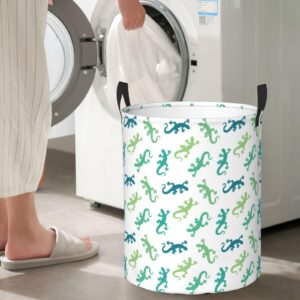 Large Laundry Basket with Handles - Cartoon Cute Lizard Gecko_B Dirty Clothes Hamper for Bedroom Aesthetic