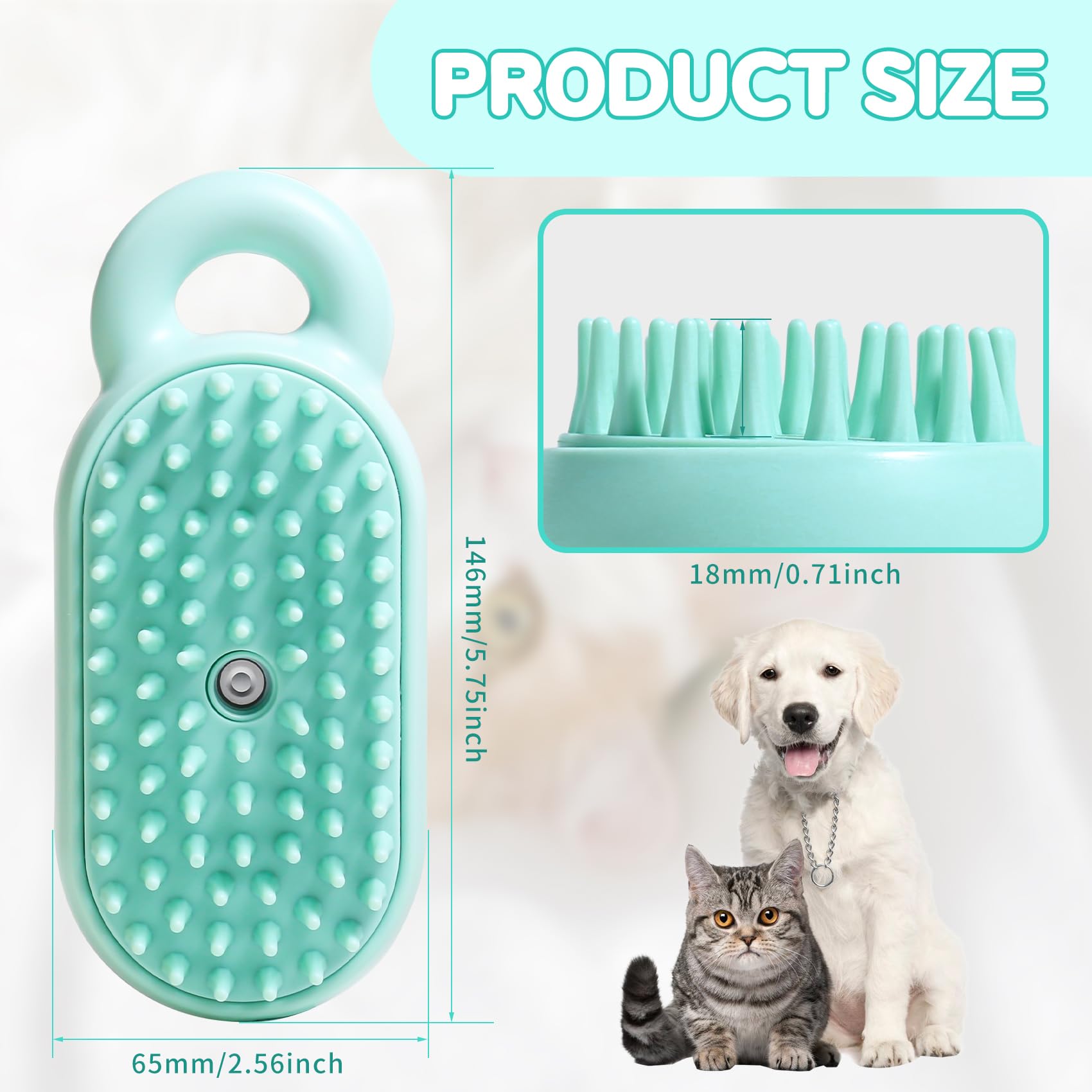 Cat Steam Brush,3 in 1 Steamy Cat Brush,Cat Brush for Shedding, Multifunctional Pet Steam Brush Cat Hair Brush for Removal of Shedding and Tangled Hairs,Water Brush for Cats (Green)