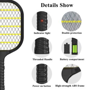 LUOJIBIE Electric Fly Swatter, Battery Operated Bug Zapper Racket, Ultralight Handheld Mosquito Killer for Indoor & Outdoor Pest Control