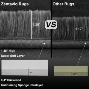 Zentavio Grey Area Rug for Living Room Bedroom 4x6 Soft Fluffy Fuzzy Furry Shaggy Aesthetic Carpet Plush High Pile Floor Throw Rug for Nursery Kids Room Dorm Room