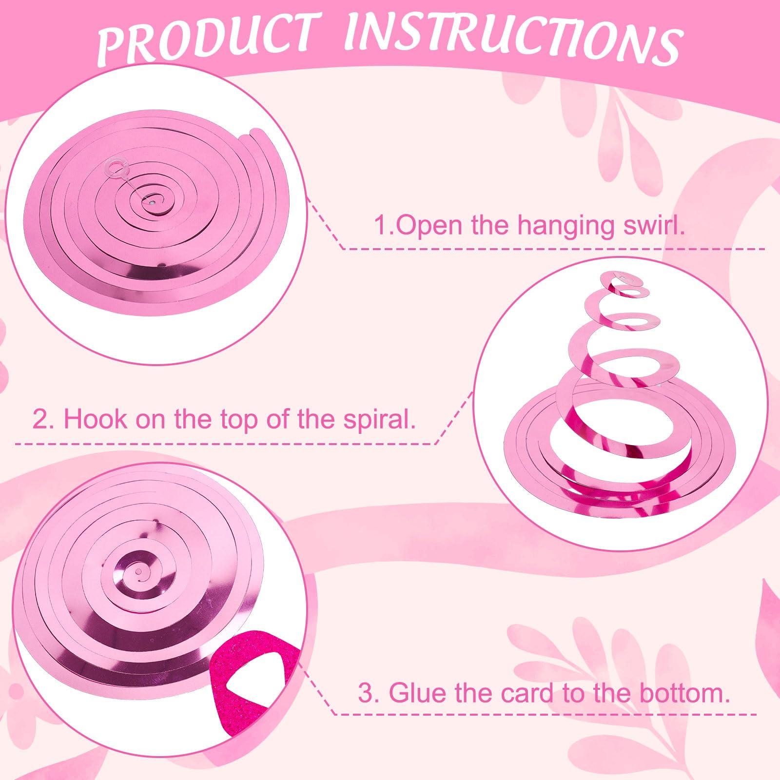 Whaline Breast Cancer Awareness Hanging Swirls Glitter Pink Ribbon Ceiling Spiral Streamers Hanging Ornaments for Home Party Wall Decoration Supplies, 18Pcs