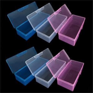 6 pcs color plastic storage box, transparent multifunctional stackable - used diy for home and travel organization, beads, artworks, nail tools, with breathable holes, pink, blue, white makeup box