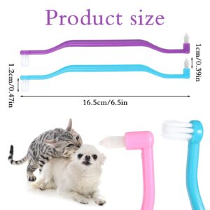 Andibro 4 Pack Dual Sided Cat Dog Toothbrush, Kitten Puppy Toothbrush Pet Teeth Cleaning Brush with Micro Brush Head Anti Slip Curved Handle Eliminates Bad Breath Reduces Plaque Tartar Formation