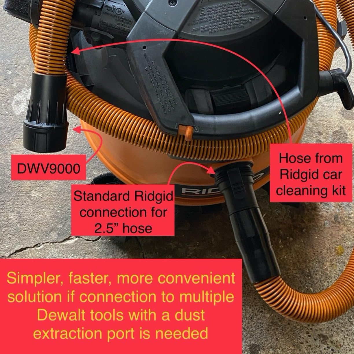 MAICON DWV9000 Universal Connector, Dust Collection Adapter, Quick Connect Hose Attachment for DeWalt Dust Extractors and Vacuums