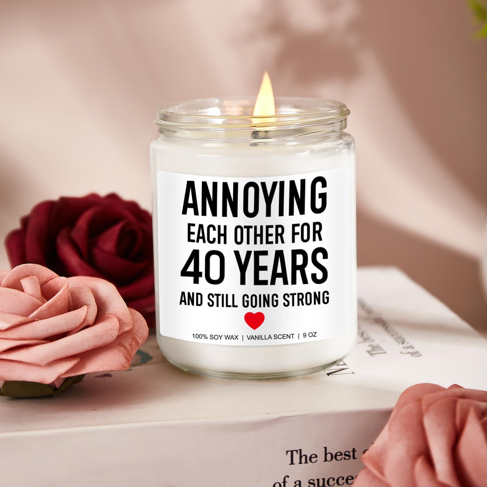 Younift 40 Years Anniversary Candle, 40th Anniversary, Gifts for Couple, Parents, 40th Anniversary Decorations, 40th Wedding Anniversary, Gifts for Husband, Wife, Funny Gifts, Ruby Anniversary