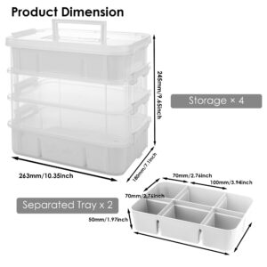 CraftGenes Plastic Storage Bins – 4-Layer Durable Storage Containers for Arts and Crafts Supplies with 2 Removable Trays for Seasonal Decor, Tool, Office Supplies, Art, Craft Supplies, Sewing Utility