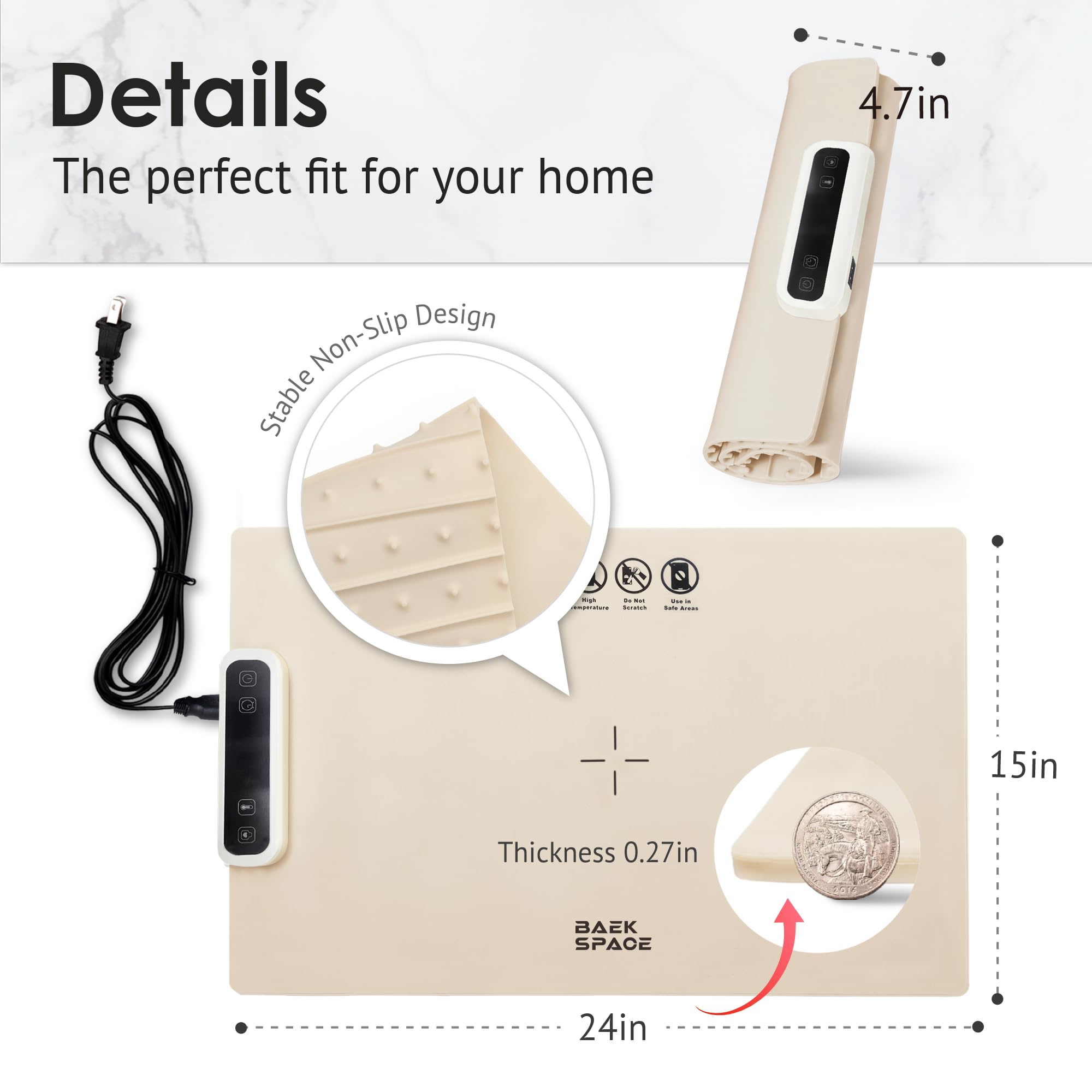 Electric Warming Tray - Full Surface Heating,Rollable & Portable,Premium Silicone Material,5 Temperature Settings,Auto Shut-Off -Versatile Food Warmer for Gatherings,Parties,Everyday Use