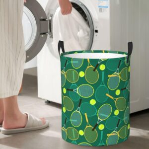 Large Laundry Basket With Handles - Tennis Rackets And Balls Dirty Clothes Hamper For Bedroom Aesthetic