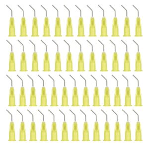 patikil blunt tip dispensing needles with bent blunt needle, 100 pcs 0.4 inch 20g industrial liquid dispenser needle for refilling liquid ink adhesive glue, yellow